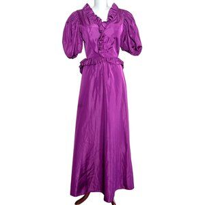 Vintage 80s Purple Bridesmaid Party Prom Dress Formal Ball gown Taffeta Sz Small